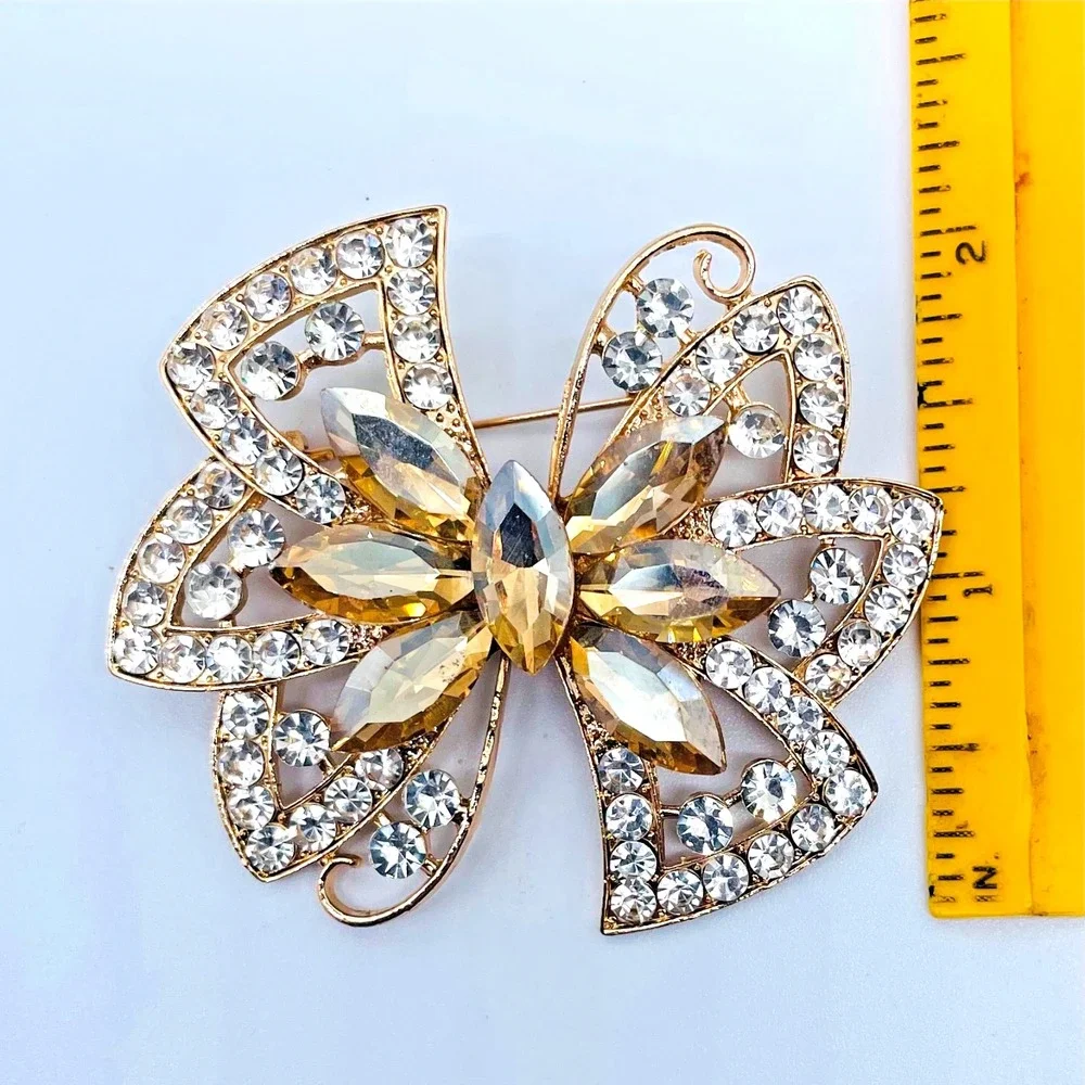 Champange Stone Rhinestone Brooch‎ 2.5